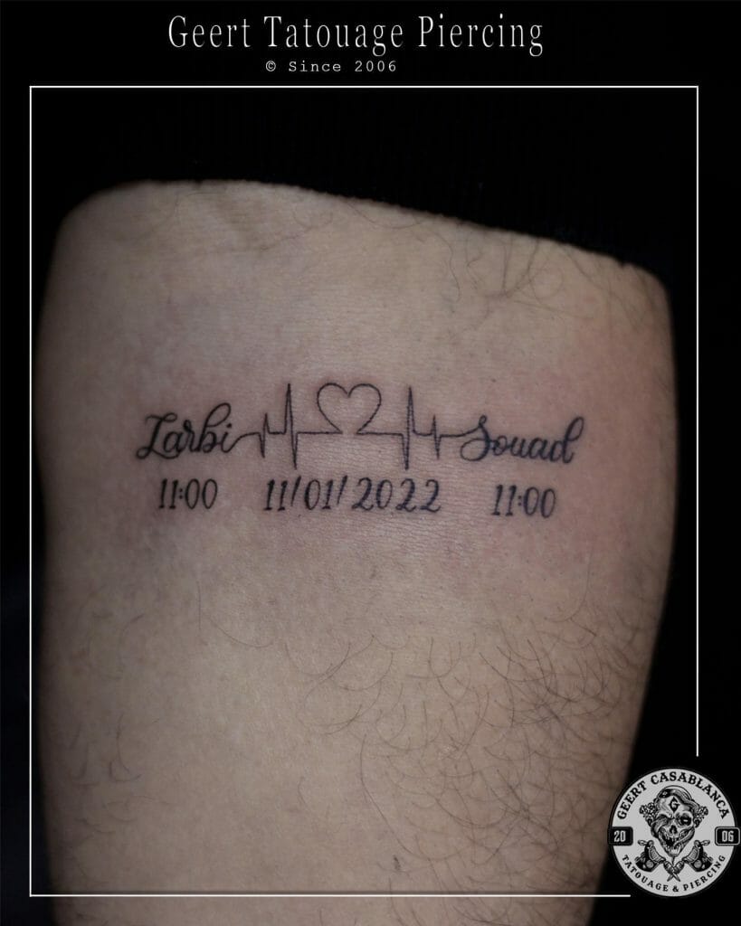 Heartbeat Tattoo With Names