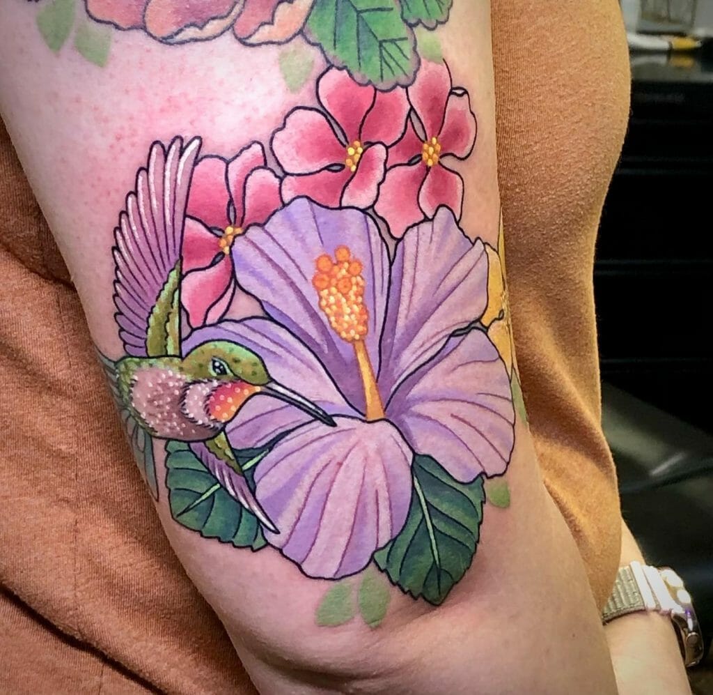 Hibiscus & Hummingbird Tattoo