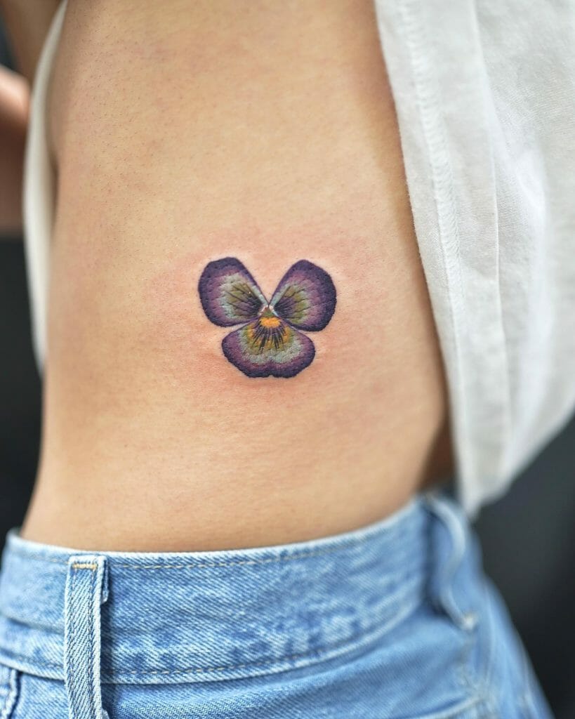 Ideas For Pansy Flower Tattoos That Can Be Placed Anywhere