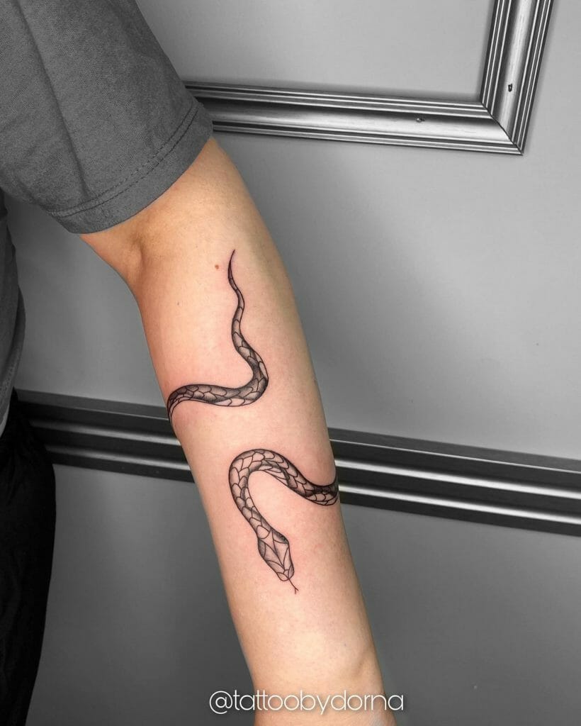 Japanese Traditional Snake Tattoo in Bold Black Ink