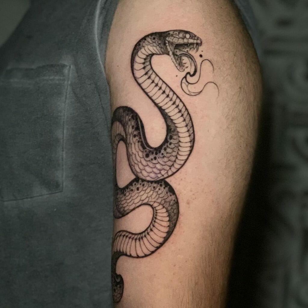 Japanese Traditional Snake Tattoo in Bold Black Ink ideas