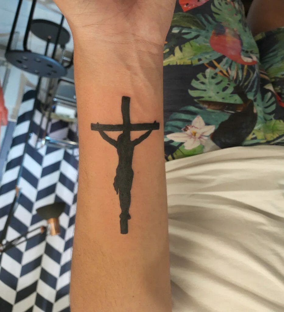 Jesus Christ Silhouette Cross Tattoo