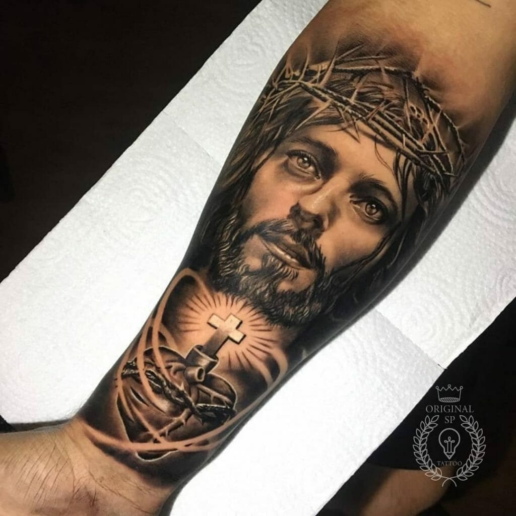 Jesus Cross Tattoo Forearm