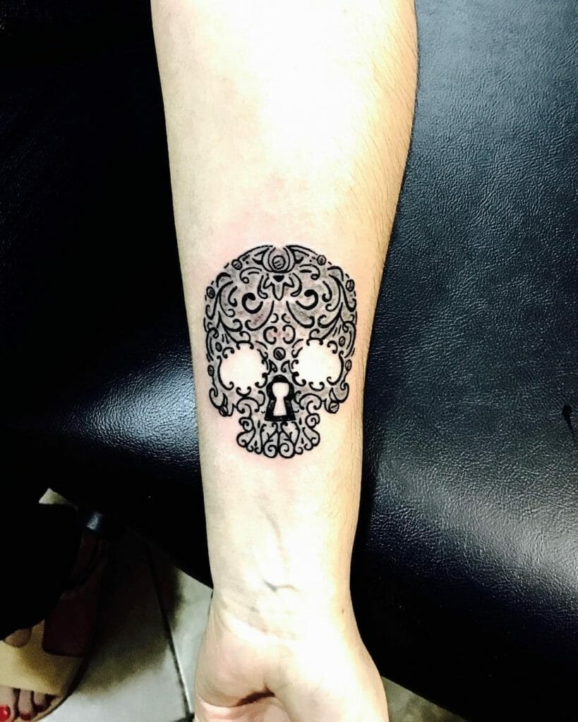 Keyhole Skull Hand Tattoo For Girls