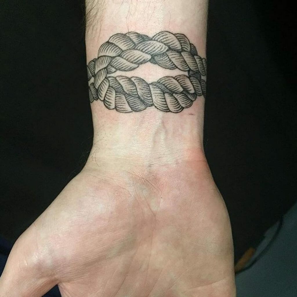 Knotted Rope Wrap Around Small Forearm Tattoo
