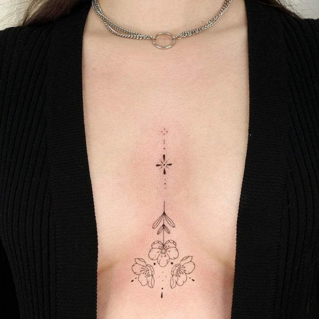 Lace Under Breast Simple Tattoo