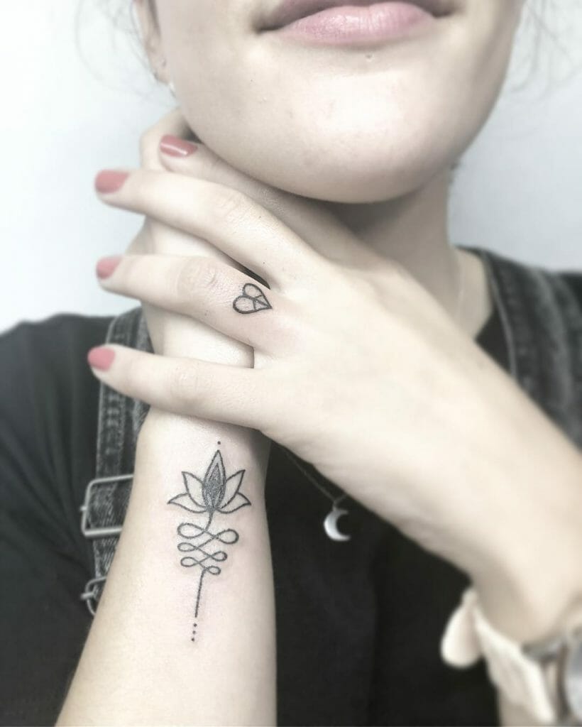 Leaf Finger Heart Tattoo