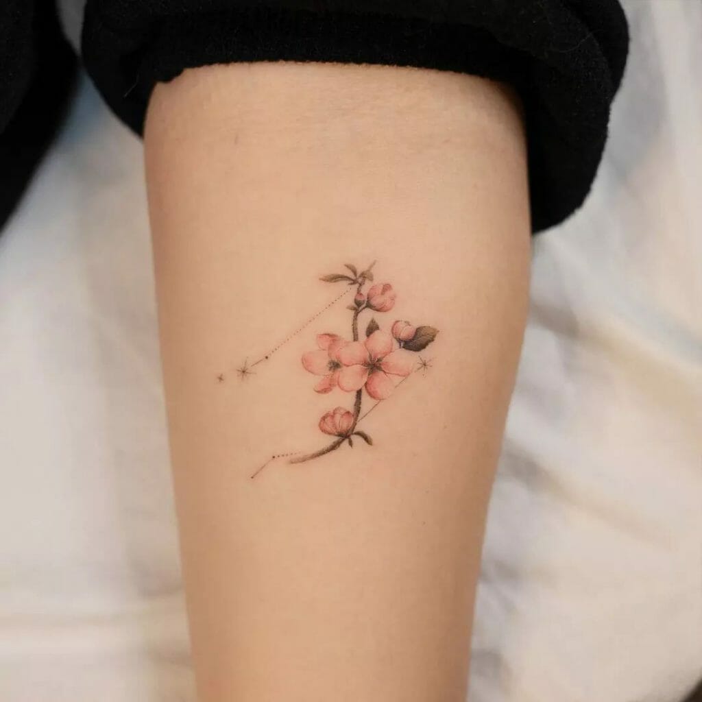 Libra Constellation Tattoo With Floral Design