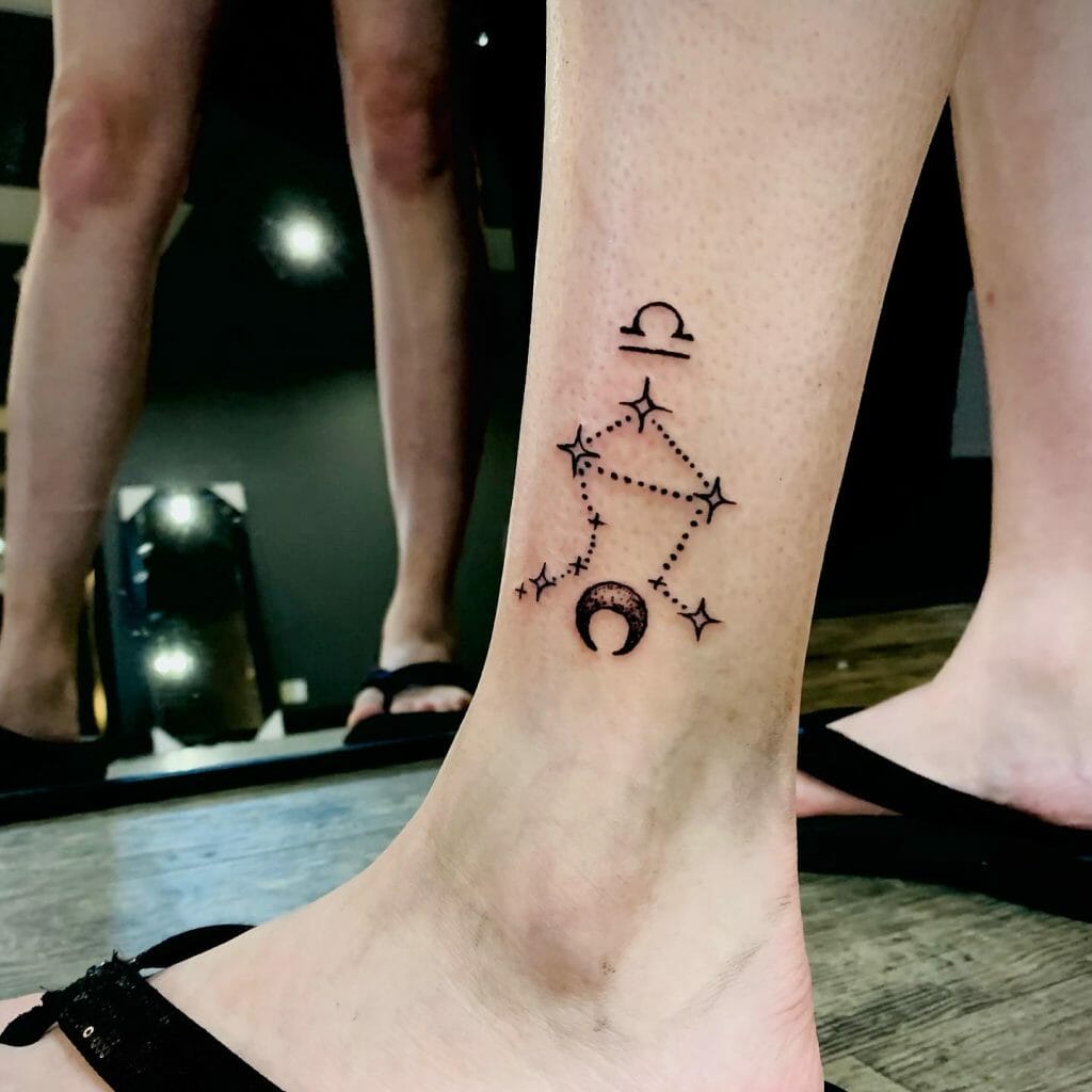 Libra Constellation Tattoo With Floral Design ideas