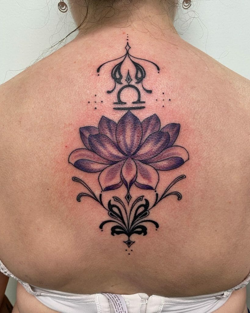 Libra Tattoo with Flowers