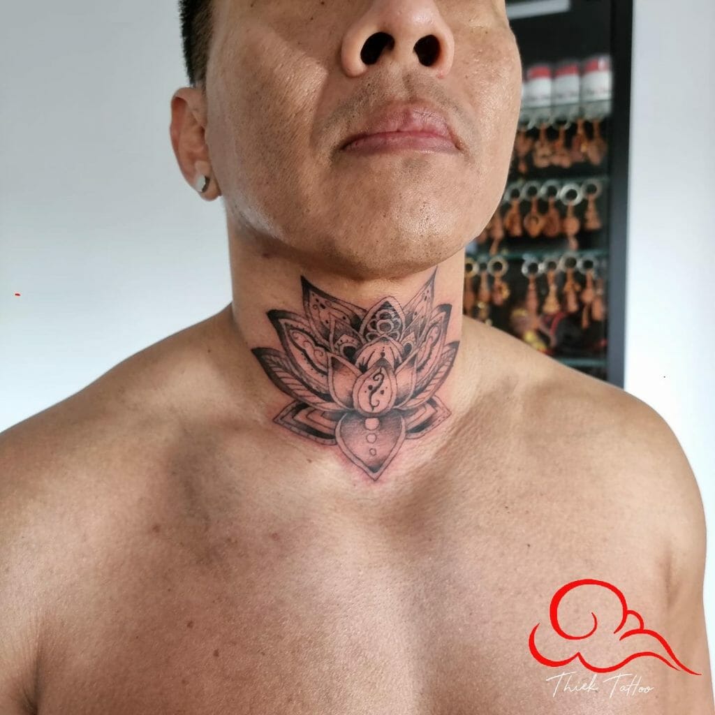 Lotus Mandala Tattoo On Neck