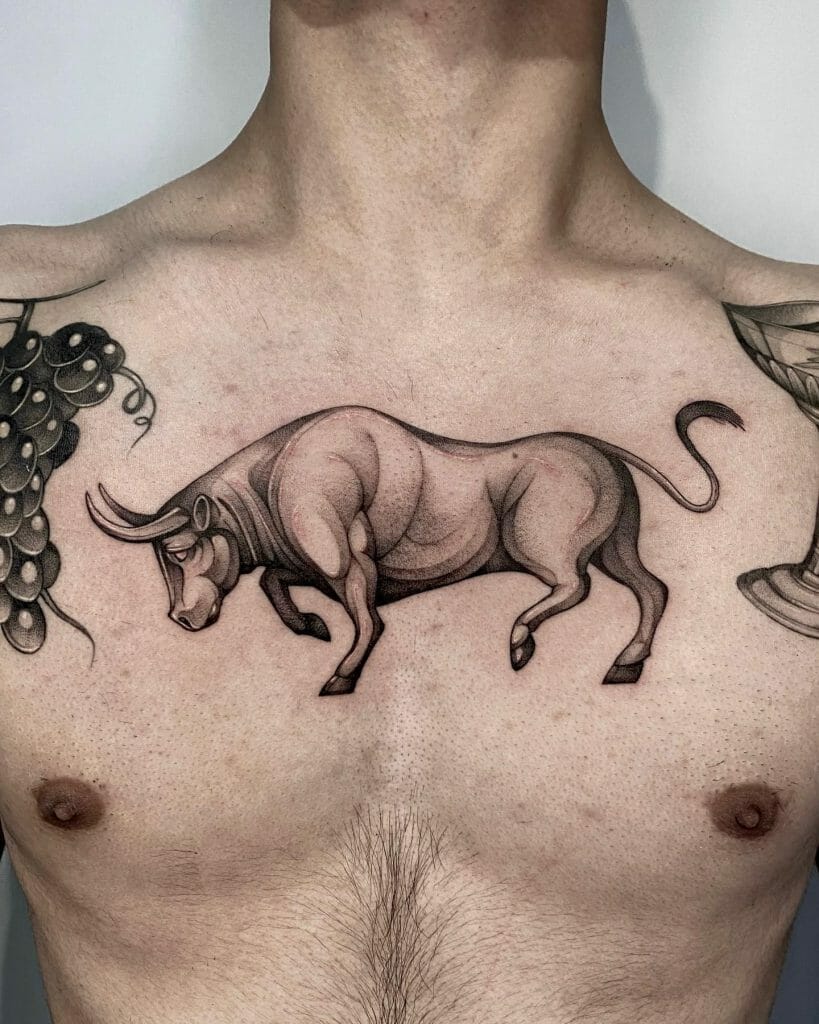 Male Zodiac Taurus Tattoo Designs On Chest