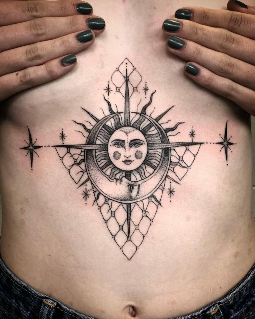 Mandala Chest Sun And Moon Tattoos
