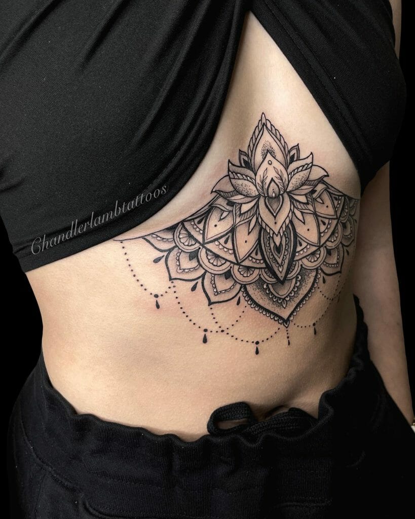 Lotus Under Breast Tattoo