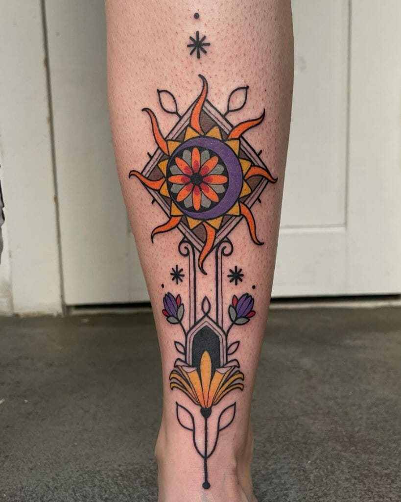 Mandala Flower Sun And Moon Tattoo