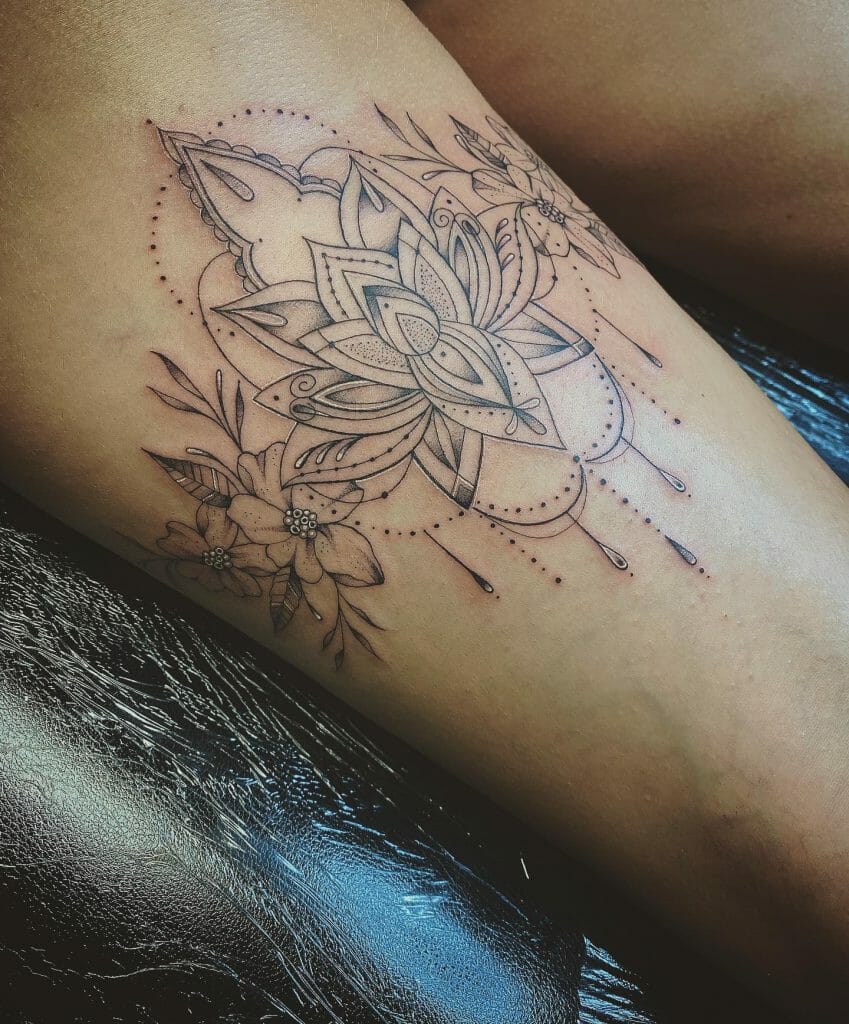 Mandala Lotus Tattoo Back Of The Thigh