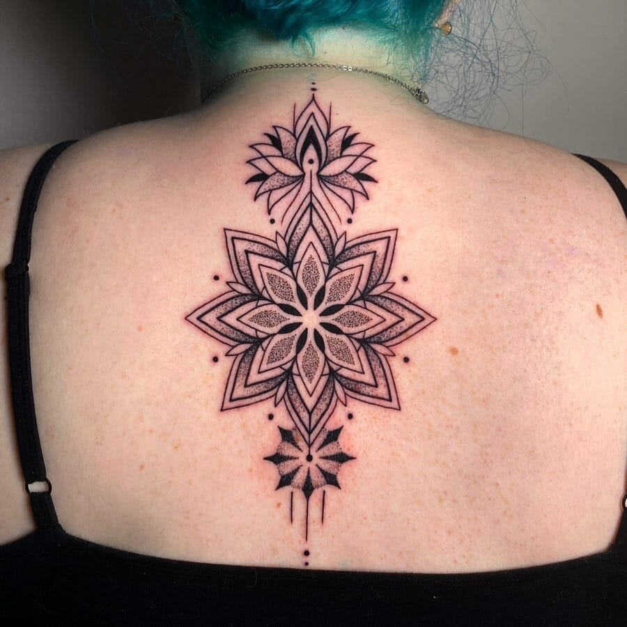 Mandala Pattern Back Flower Tattoo