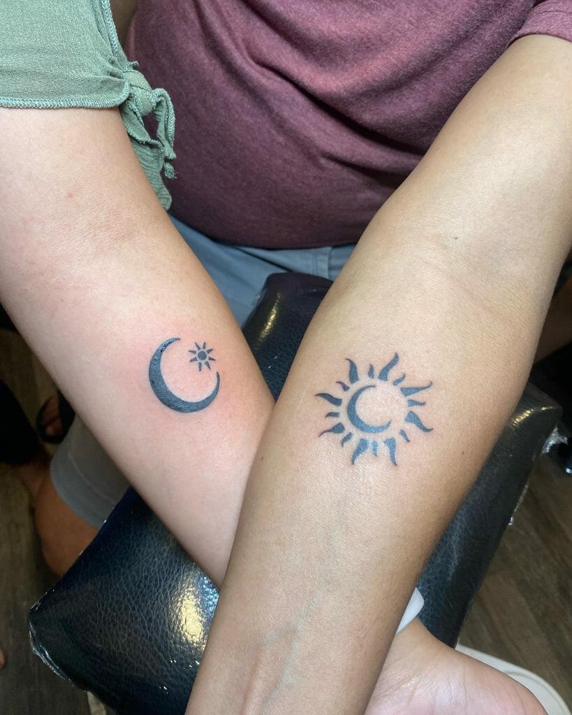 Matching Sun And Moon Tattoos