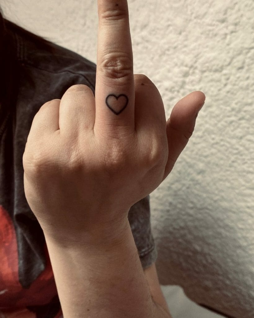 Middle Finger Heart Tattoo