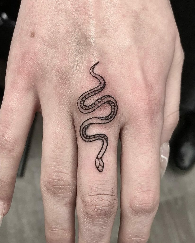 Middle Finger Snake Tattoo
