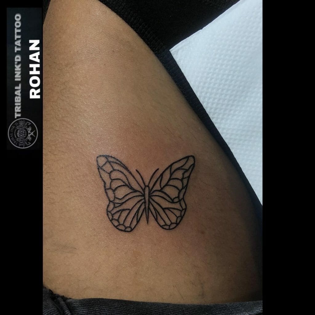 Minimal Butterfly Tattoo in Black ideas