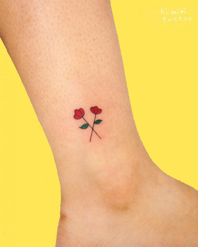 Minimalist Ankle Flower Tattoo