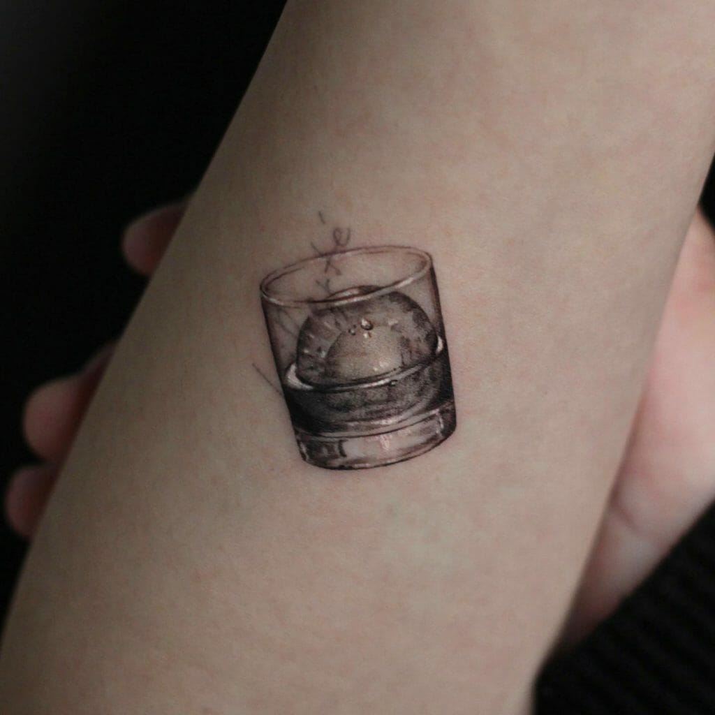 Minimalistic Whiskey Glass Tattoo