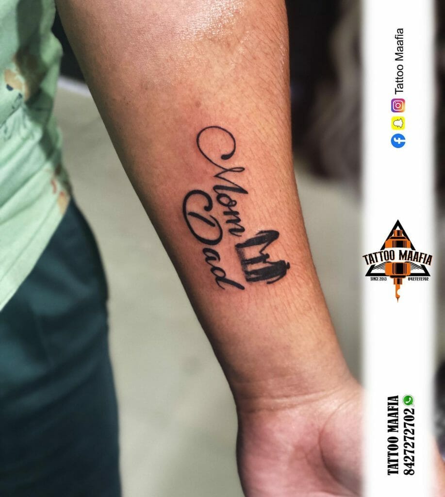 Mom and Dad Tattoos On Forearm