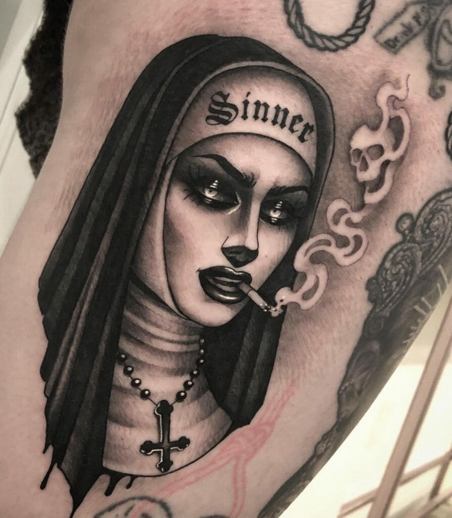 Naughty Nun Sinners Tattoo