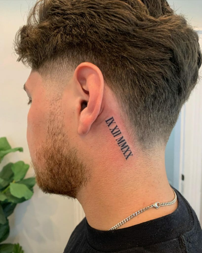 Neck Tattoos With Roman Numerals