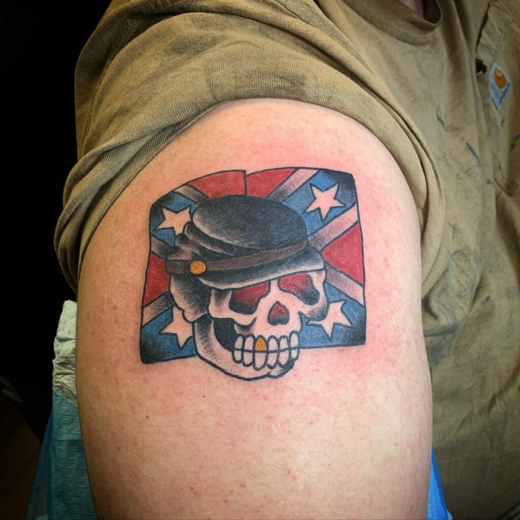 Neo-Traditional Rebel Flag Tattoo