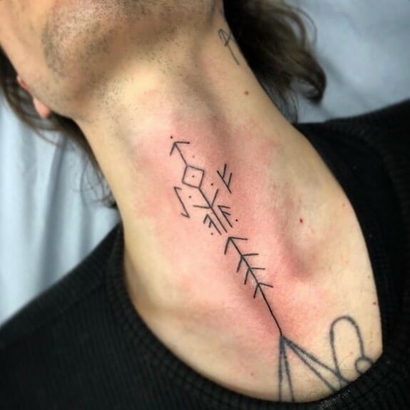 Norse Runes Throat Tattoo