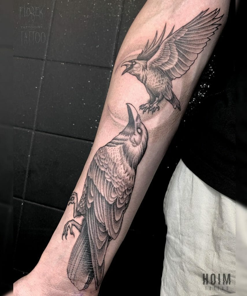 Odin's Ravens Tattoo Design