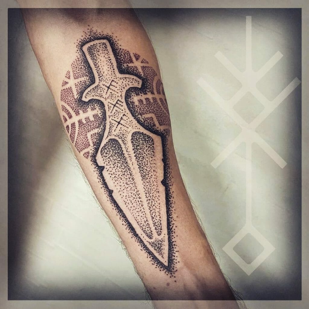 Odin's Spear Dotwork Tattoo