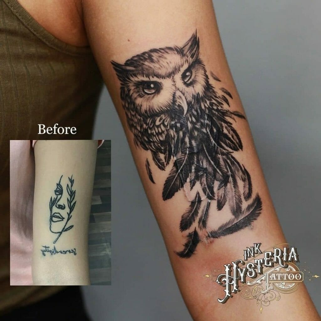 Owl Cover-Up Tattoo