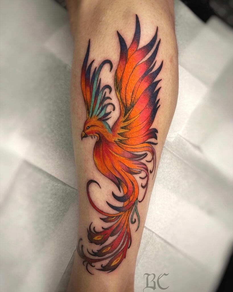 Phoenix Leg Tattoos