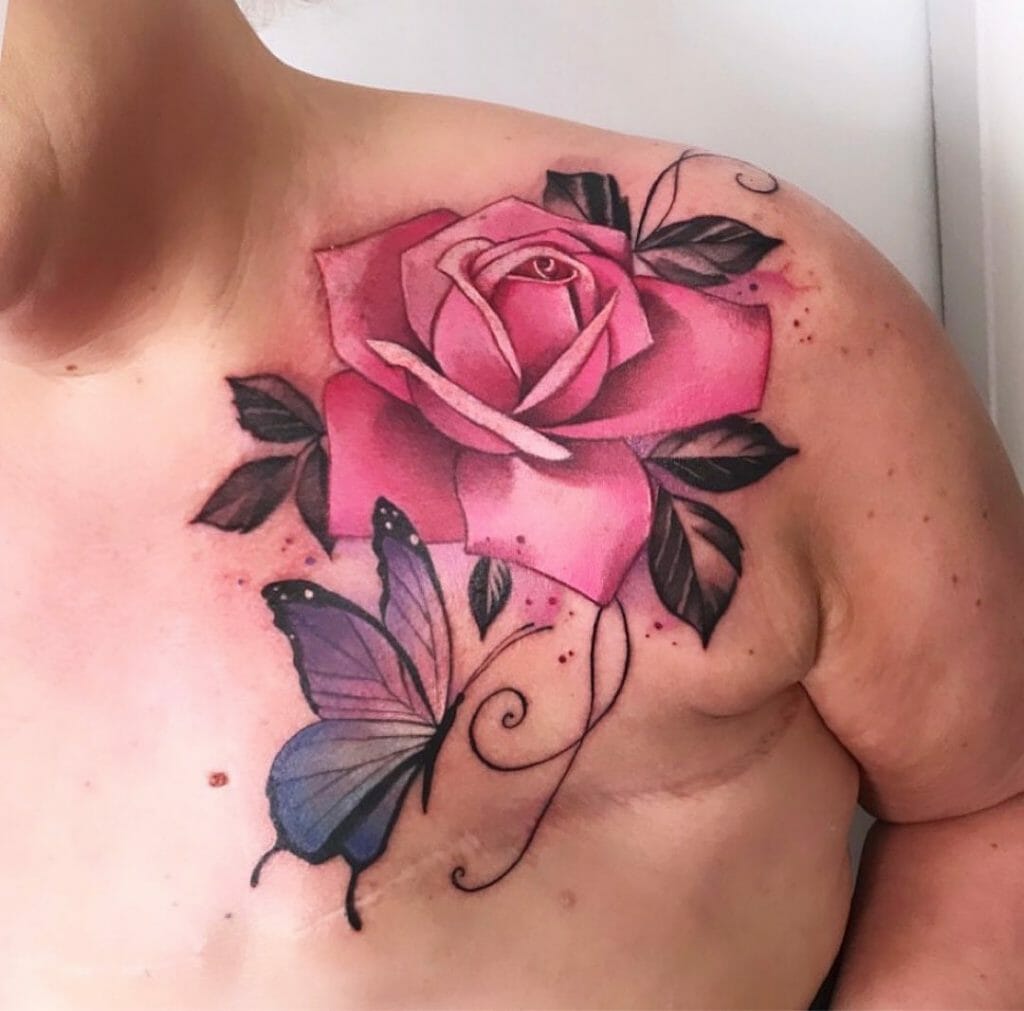 Pink Rose Mastectomy Tattoos