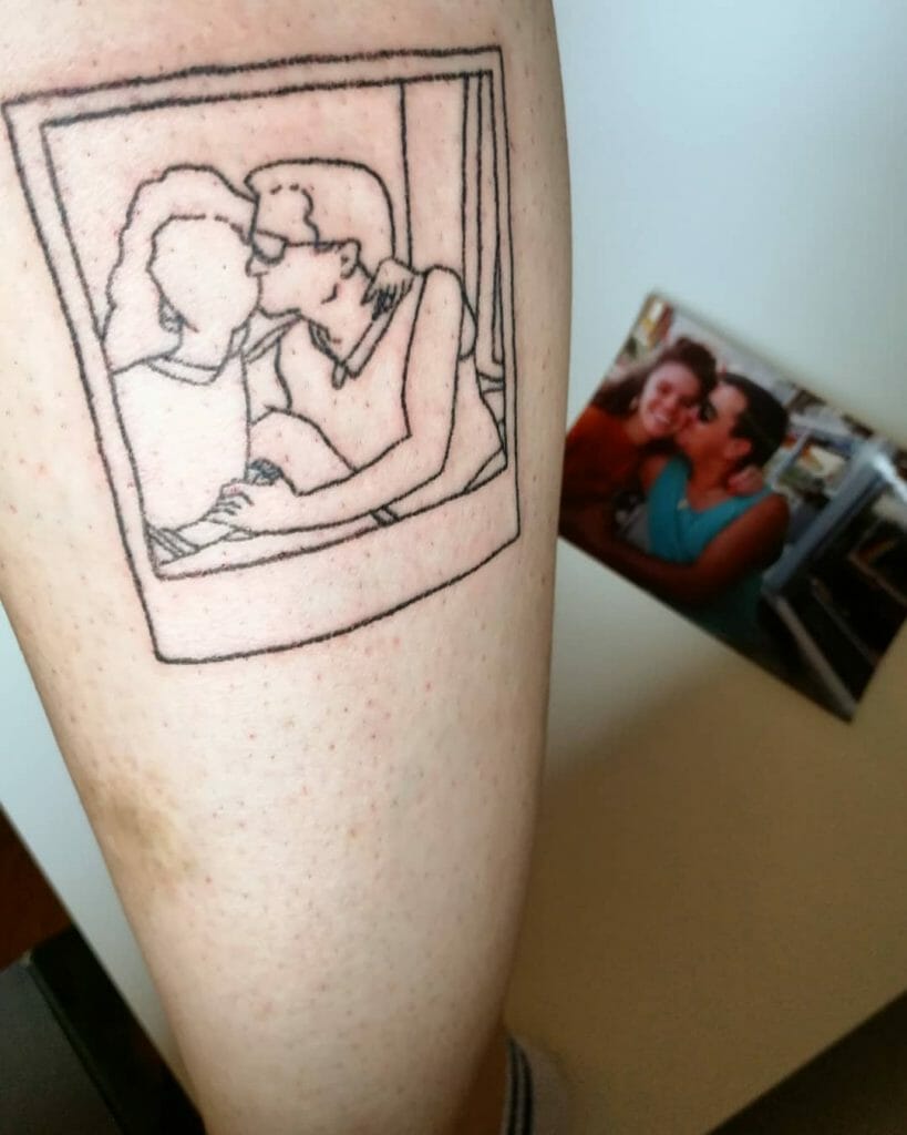 Polaroid Style Father And Daughter Tattoo Design