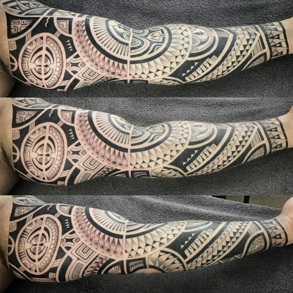 Polynesian Arm Sleeve Tattoo