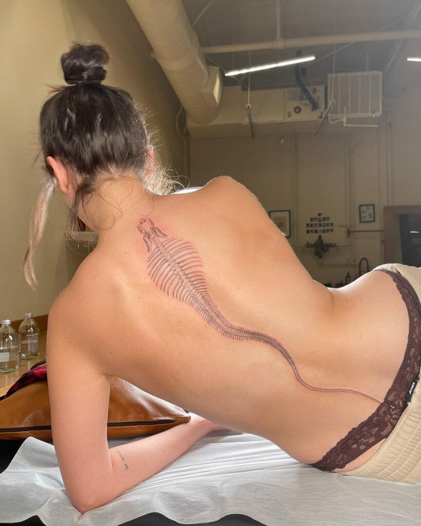 Realistic Spine Tattoo Design