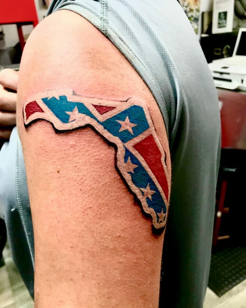 Rebel Flag Gun Shape Tattoo