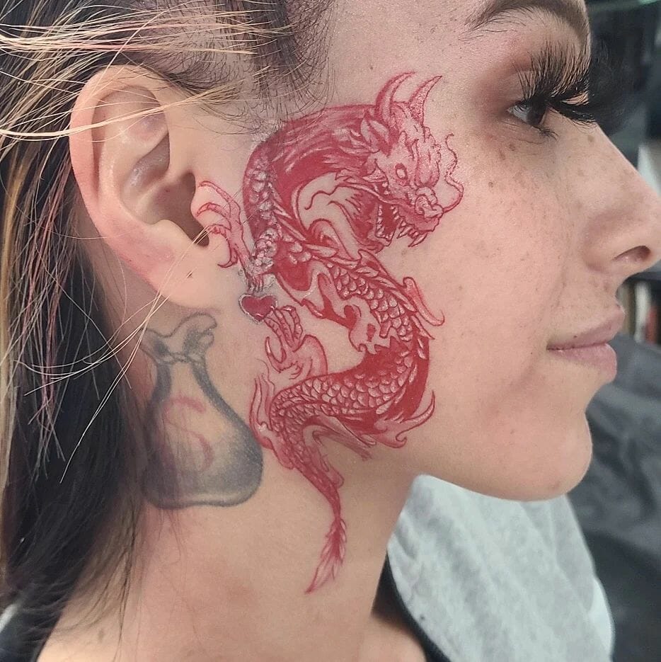 Red Dragon Tattoo Design For Face
