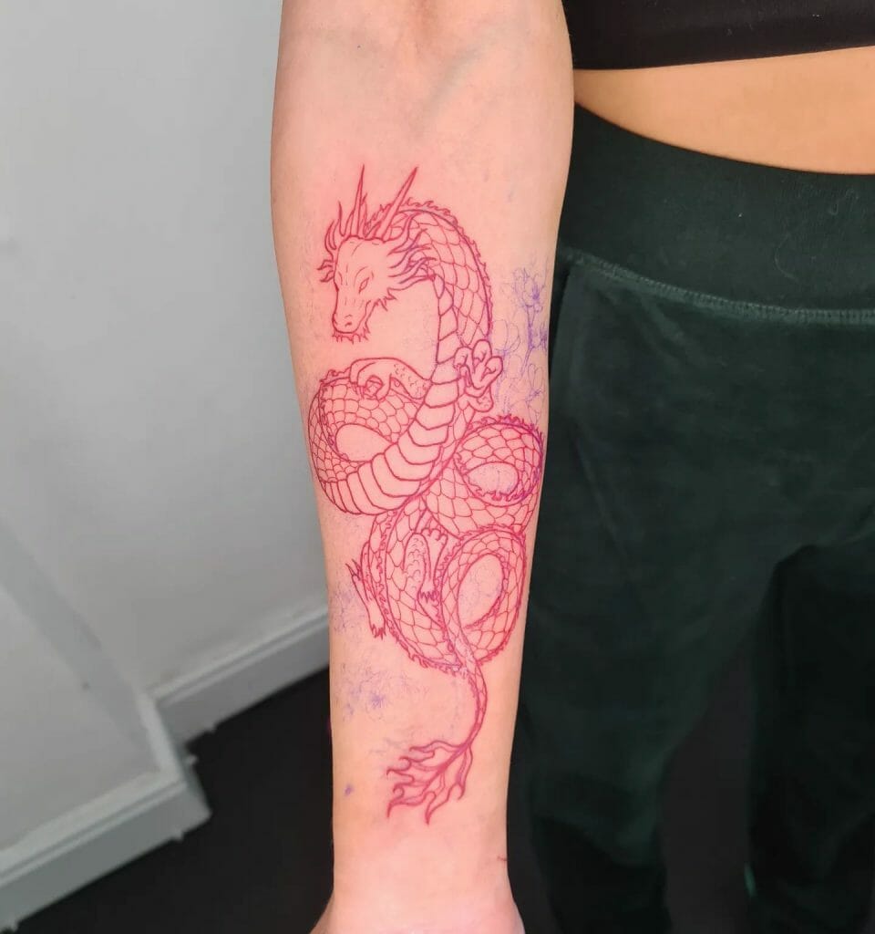 Red Dragon Tattoo Design For Forearm