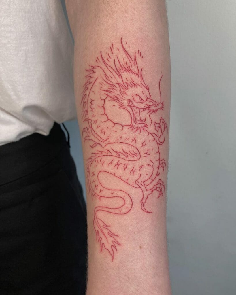 Red Dragon Tattoo Design For Lower Arm