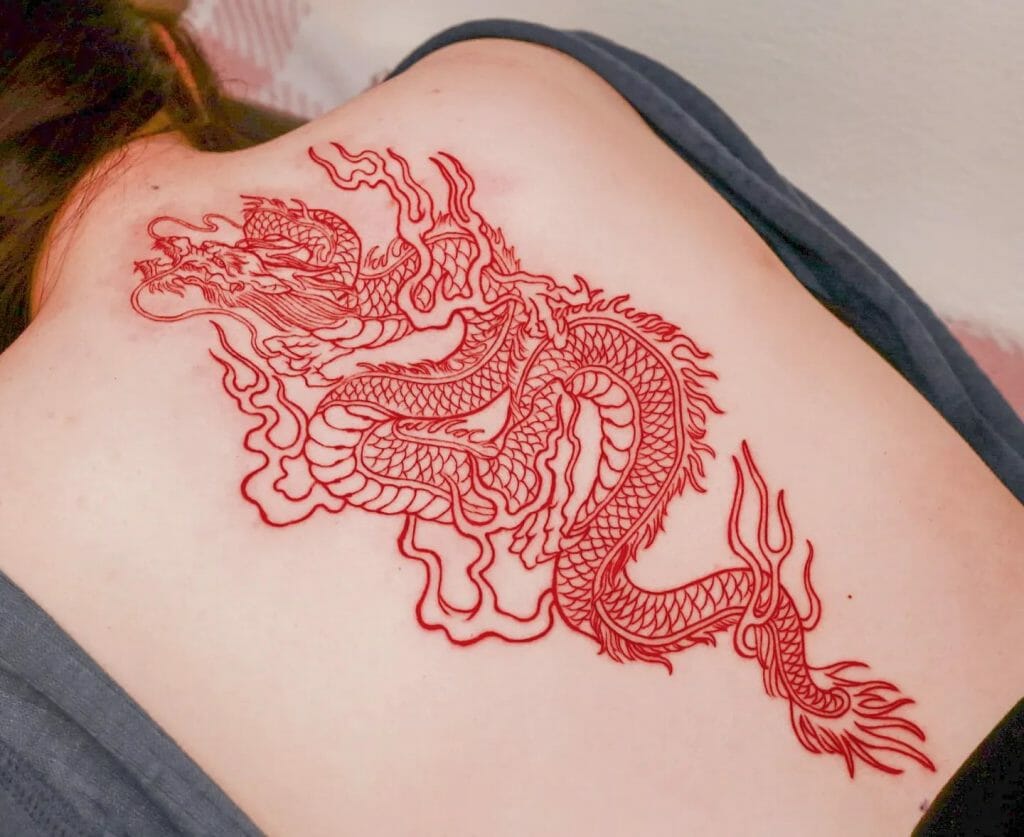 Red Ink Dragon Tattoo