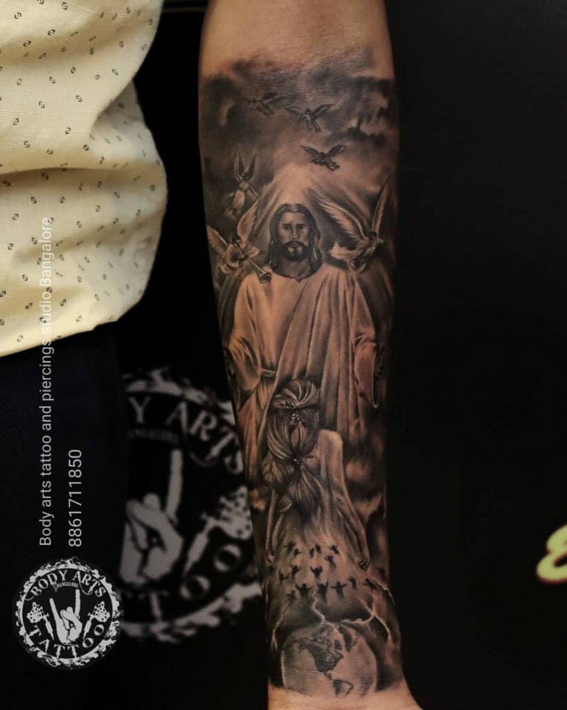 Religious Jesus Tattoo Forearm