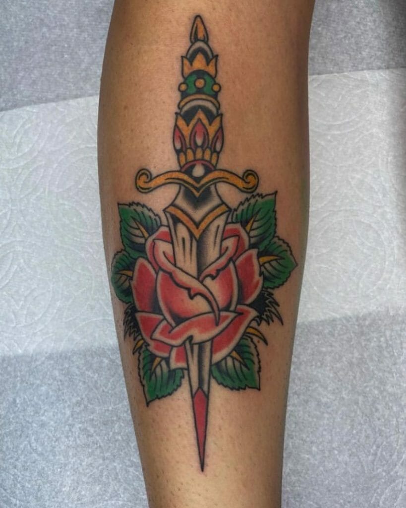 Rose And Dagger Tattoo