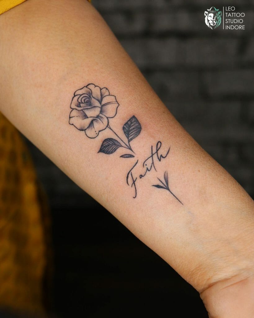 Rose Faith Cross Tattoos