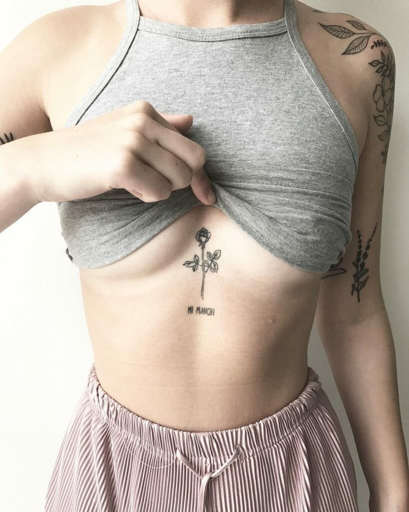 Rose Under Breast Tattoo