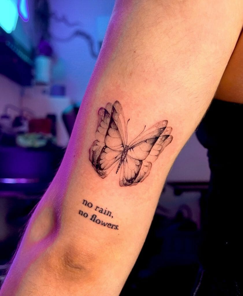 Shading Butterfly Tattoo With Quotes ideas